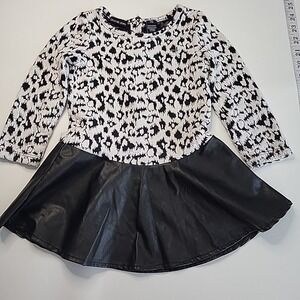 CALVIN KLEIN Jeans Toddler Girl's Animal Print Faux Leather Dress Size 24mo